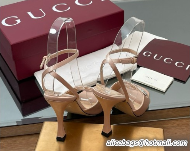 Unique Style Gucci Satin Sandal with Horsebit 10.5cm Heel 834344 Beige