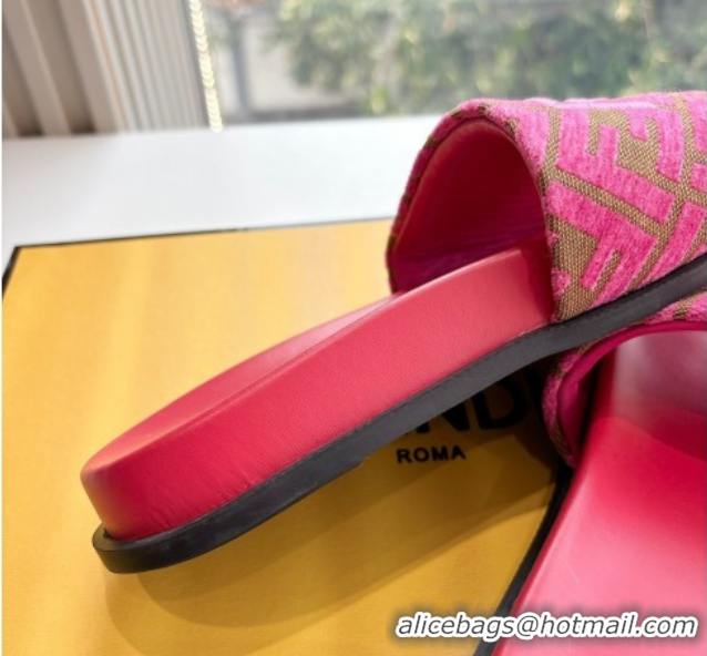 Charming Fendi Flat Slides Sandal in FF Canvas Pink 0605059