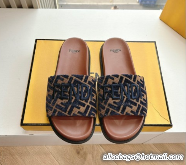 Best Grade Fendi Flat Slides Sandal in FF Canvas Brown 0605060