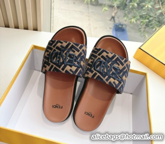 Best Grade Fendi Flat Slides Sandal in FF Canvas Brown 0605060