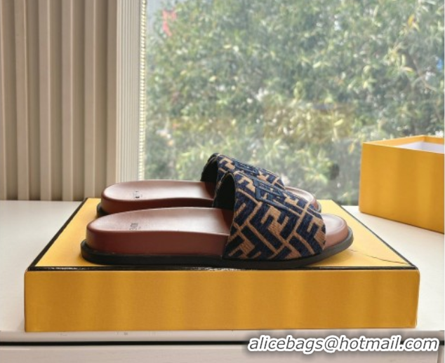Best Grade Fendi Flat Slides Sandal in FF Canvas Brown 0605060