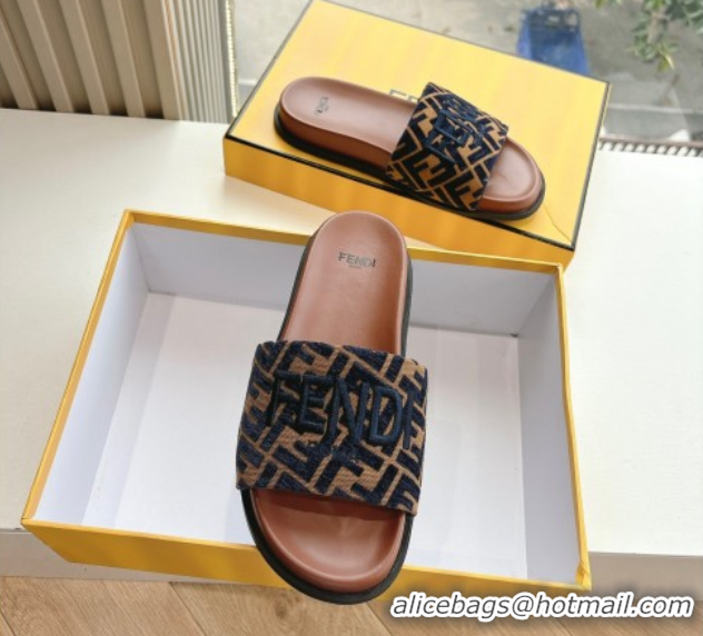 Best Grade Fendi Flat Slides Sandal in FF Canvas Brown 0605060
