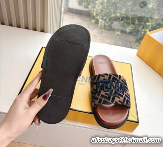 Best Grade Fendi Flat Slides Sandal in FF Canvas Brown 0605060