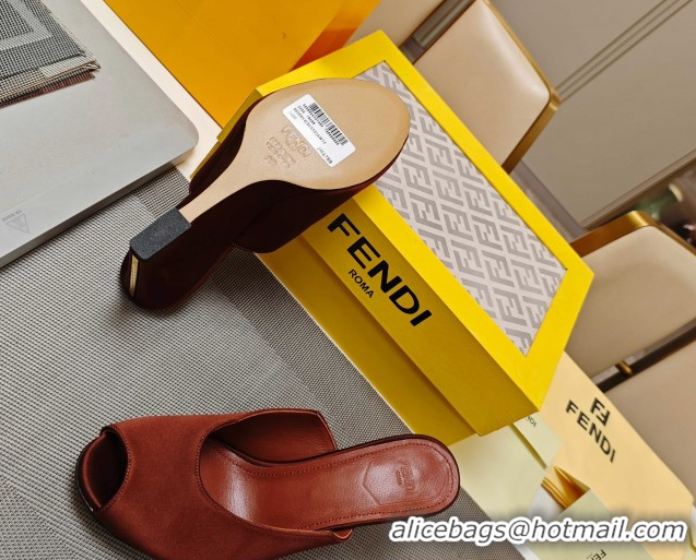 Pretty Style Fendi Arco Wedge Slides Sandal 8.5cm in Satin Gold-Tone Brown 0710054