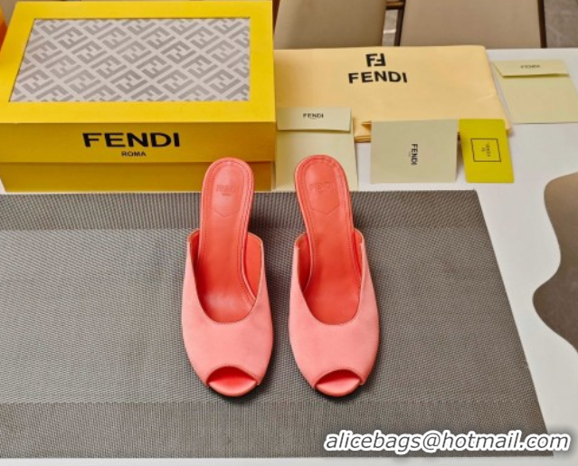 Top Grade Fendi Arco Wedge Slides Sandal 8.5cm in Satin Light Pink 0710056