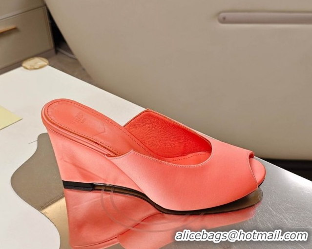 Top Grade Fendi Arco Wedge Slides Sandal 8.5cm in Satin Light Pink 0710056