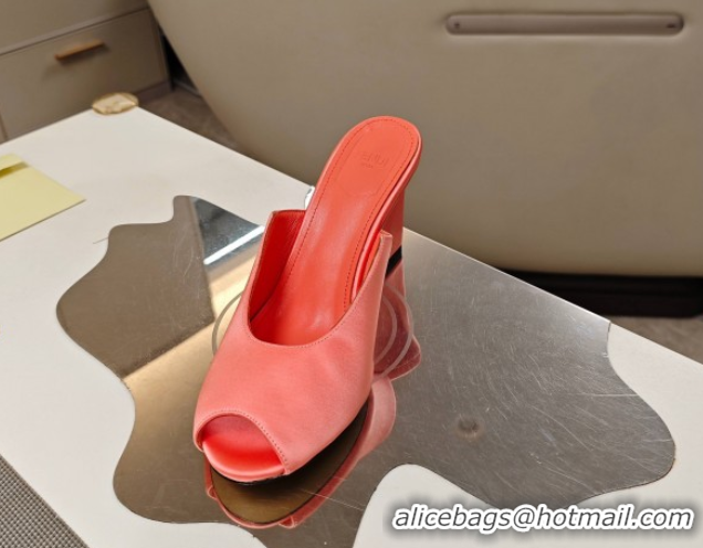 Top Grade Fendi Arco Wedge Slides Sandal 8.5cm in Satin Light Pink 0710056