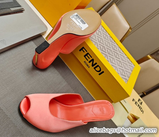 Top Grade Fendi Arco Wedge Slides Sandal 8.5cm in Satin Light Pink 0710056