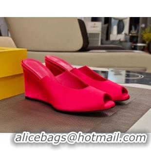 Grade Quality Fendi Arco Wedge Slides Sandal 8.5cm in Satin Bright Pink 0710057