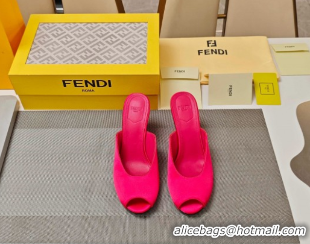Grade Quality Fendi Arco Wedge Slides Sandal 8.5cm in Satin Bright Pink 0710057