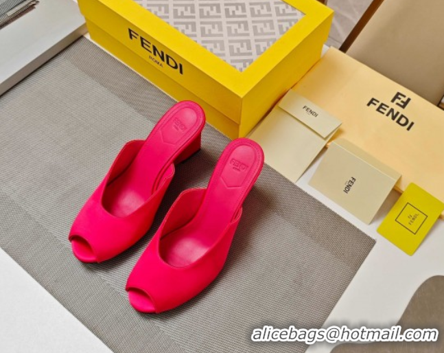 Grade Quality Fendi Arco Wedge Slides Sandal 8.5cm in Satin Bright Pink 0710057