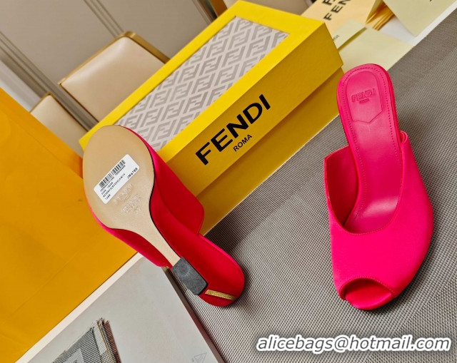 Grade Quality Fendi Arco Wedge Slides Sandal 8.5cm in Satin Bright Pink 0710057