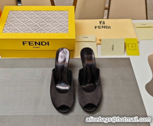 Most Popular Fendi Arco Wedge Slides Sandal 8.5cm in Satin Black 0710058