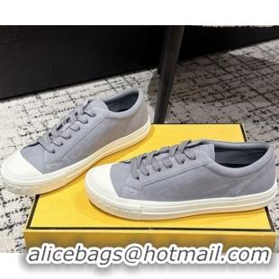 Low Cost Fendi Domino Low top sneakers in nubuck leather Grey 0710068