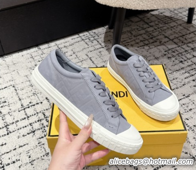 Low Cost Fendi Domino Low top sneakers in nubuck leather Grey 0710068