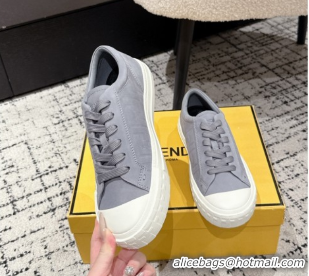 Low Cost Fendi Domino Low top sneakers in nubuck leather Grey 0710068