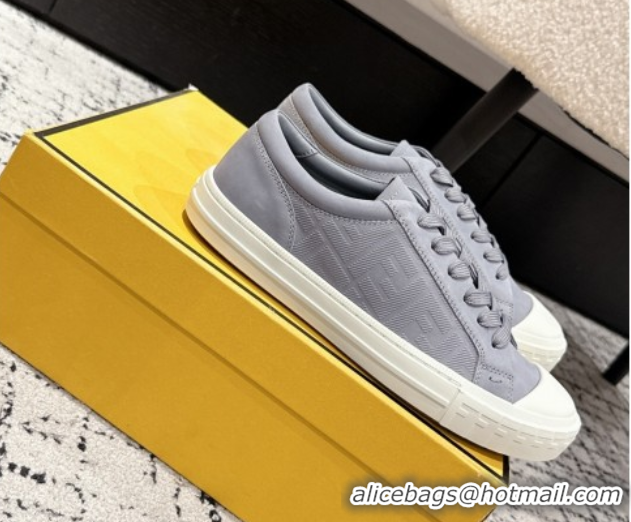Low Cost Fendi Domino Low top sneakers in nubuck leather Grey 0710068