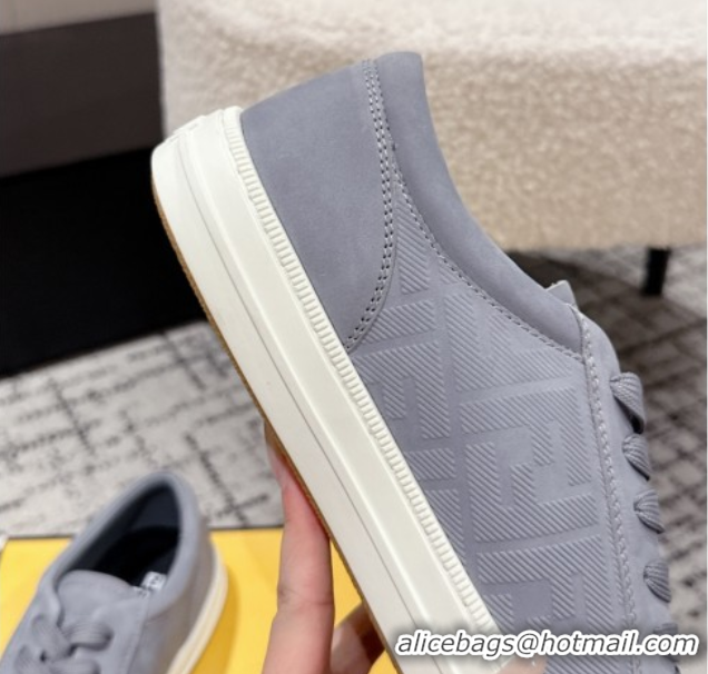 Low Cost Fendi Domino Low top sneakers in nubuck leather Grey 0710068