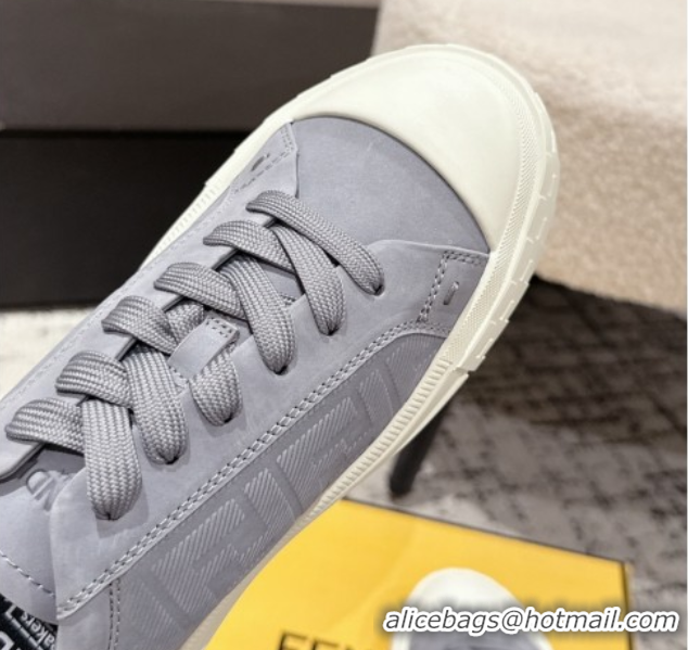 Low Cost Fendi Domino Low top sneakers in nubuck leather Grey 0710068