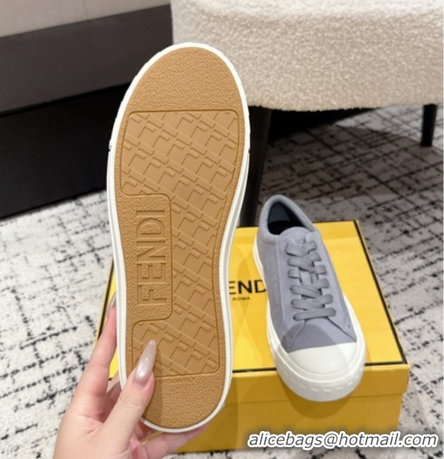 Low Cost Fendi Domino Low top sneakers in nubuck leather Grey 0710068