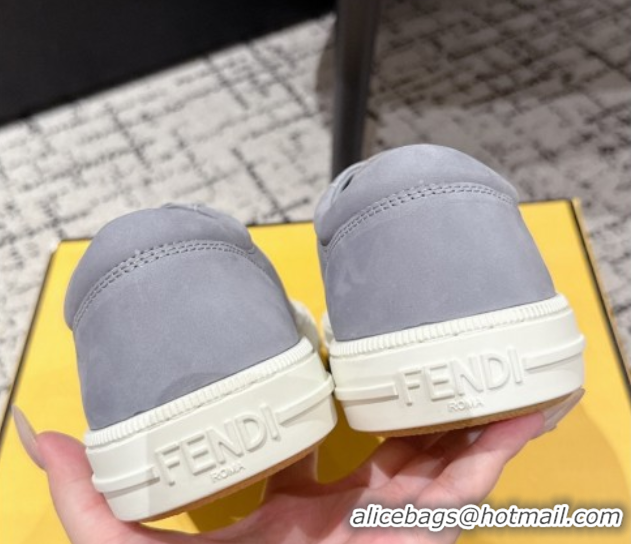 Low Cost Fendi Domino Low top sneakers in nubuck leather Grey 0710068
