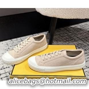 Luxury Fendi Domino Low top sneakers in nubuck leather Nude Pink 0710070