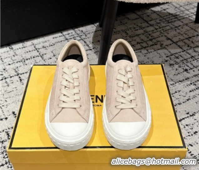 Luxury Fendi Domino Low top sneakers in nubuck leather Nude Pink 0710070