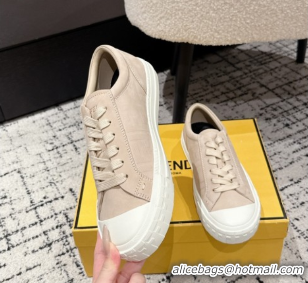 Luxury Fendi Domino Low top sneakers in nubuck leather Nude Pink 0710070
