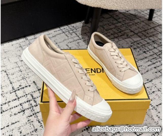 Luxury Fendi Domino Low top sneakers in nubuck leather Nude Pink 0710070