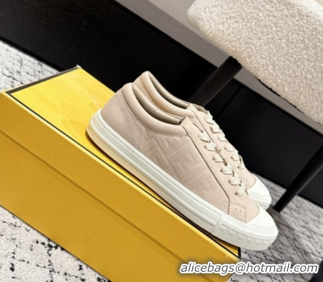 Luxury Fendi Domino Low top sneakers in nubuck leather Nude Pink 0710070
