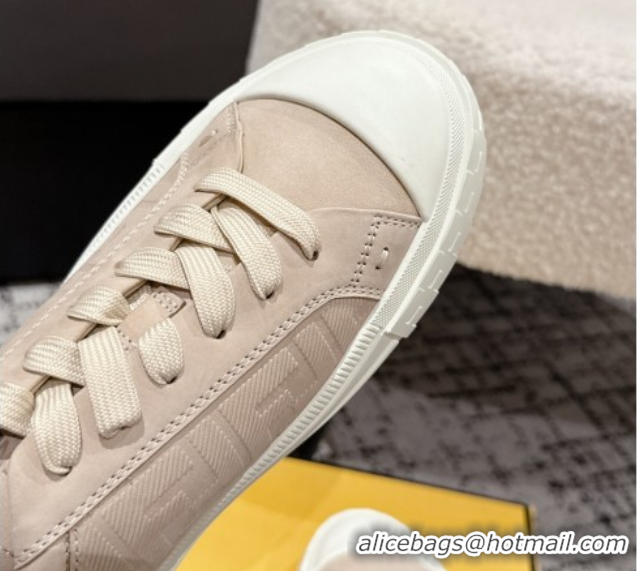 Luxury Fendi Domino Low top sneakers in nubuck leather Nude Pink 0710070