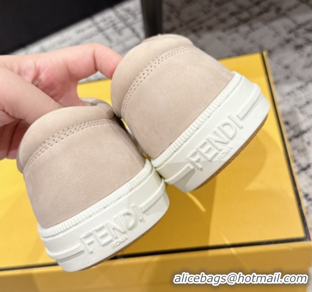 Luxury Fendi Domino Low top sneakers in nubuck leather Nude Pink 0710070