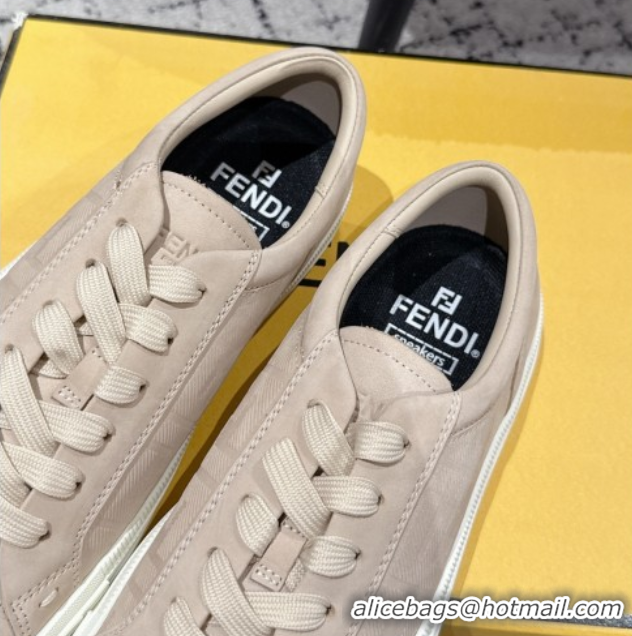 Luxury Fendi Domino Low top sneakers in nubuck leather Nude Pink 0710070