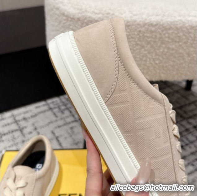 Luxury Fendi Domino Low top sneakers in nubuck leather Nude Pink 0710070