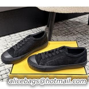 Luxurious Fendi Domino Low top sneakers in nubuck leather Black 0710071