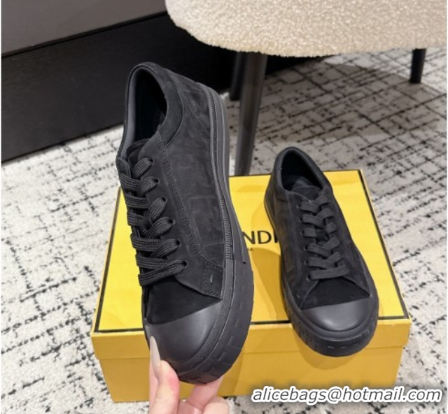 Luxurious Fendi Domino Low top sneakers in nubuck leather Black 0710071