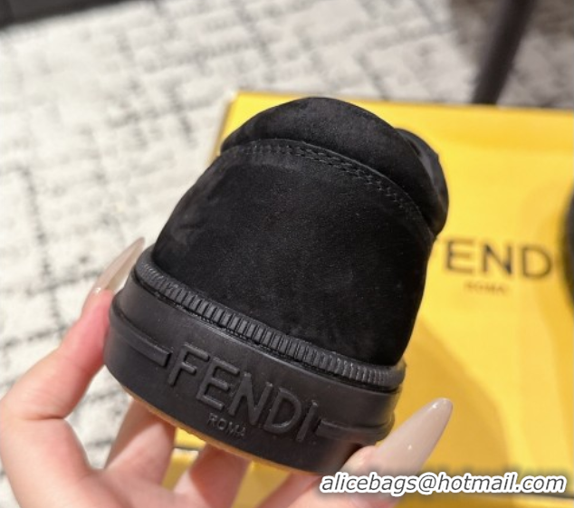 Luxurious Fendi Domino Low top sneakers in nubuck leather Black 0710071