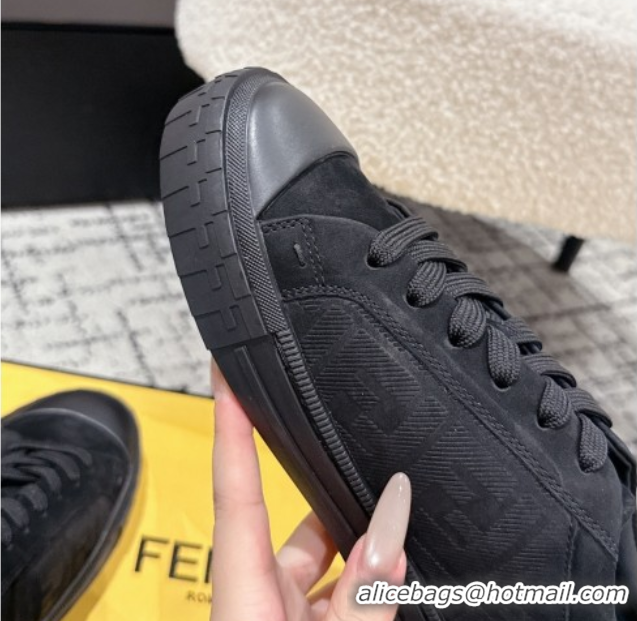 Luxurious Fendi Domino Low top sneakers in nubuck leather Black 0710071