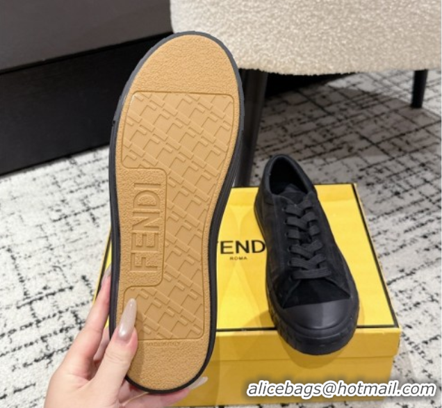 Luxurious Fendi Domino Low top sneakers in nubuck leather Black 0710071