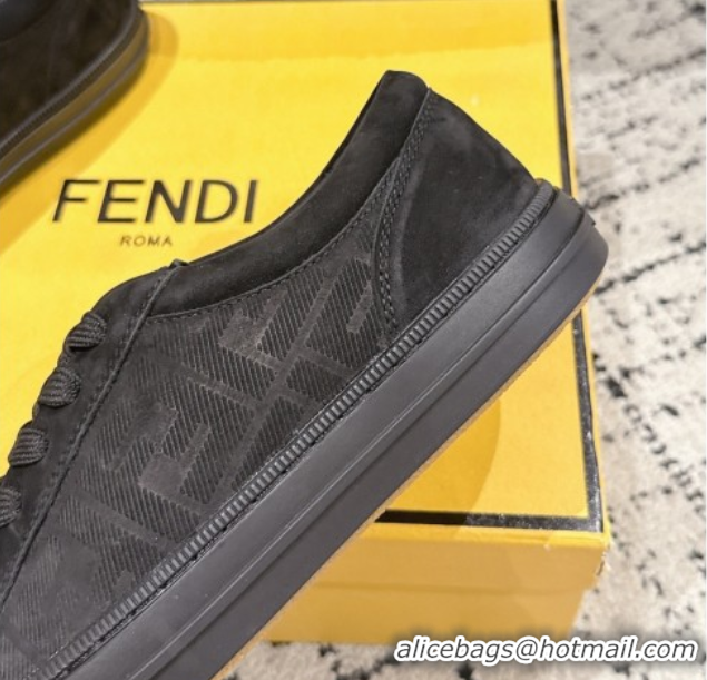 Luxurious Fendi Domino Low top sneakers in nubuck leather Black 0710071