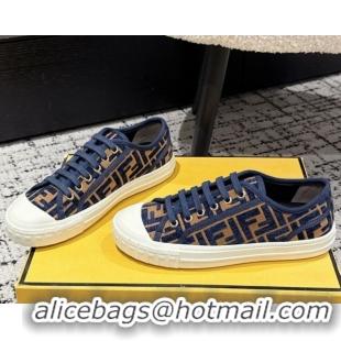 Good Product Fendi Domino Low top sneakers in FF Fabric Navy Blue/Brown 0710073