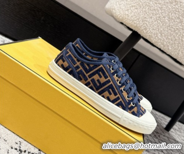 Good Product Fendi Domino Low top sneakers in FF Fabric Navy Blue/Brown 0710073