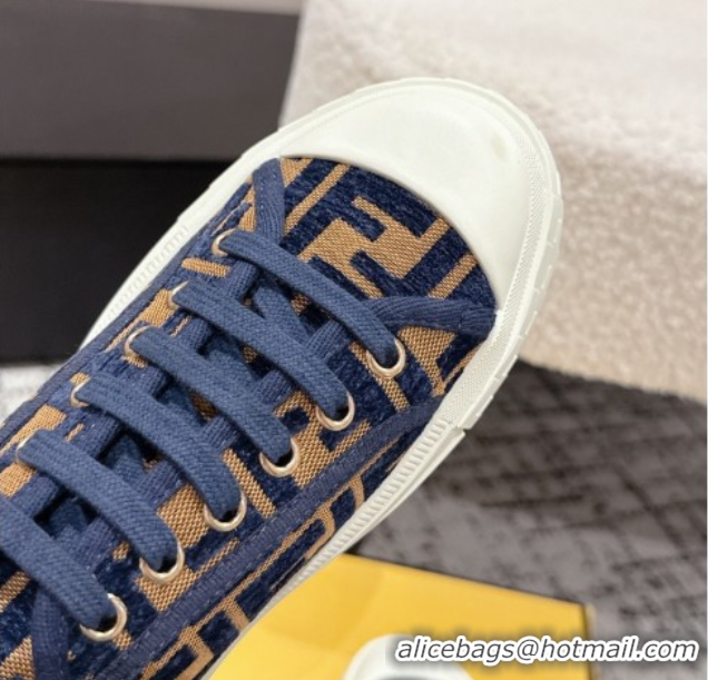 Good Product Fendi Domino Low top sneakers in FF Fabric Navy Blue/Brown 0710073