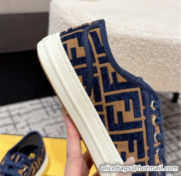 Good Product Fendi Domino Low top sneakers in FF Fabric Navy Blue/Brown 0710073