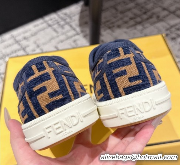 Good Product Fendi Domino Low top sneakers in FF Fabric Navy Blue/Brown 0710073