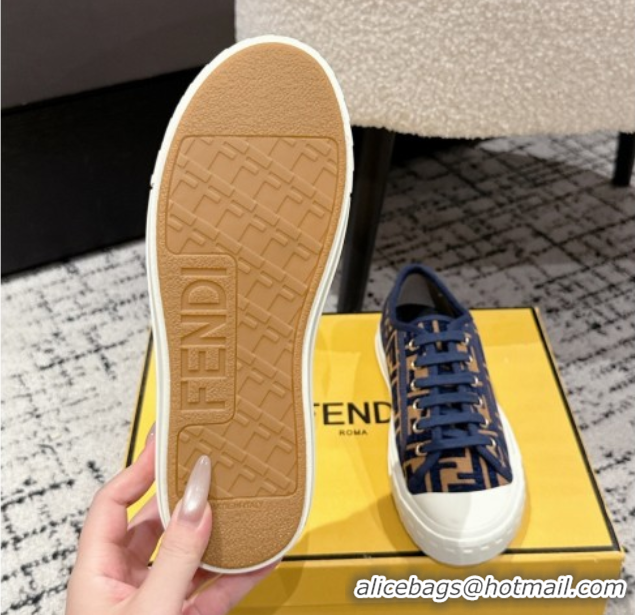 Good Product Fendi Domino Low top sneakers in FF Fabric Navy Blue/Brown 0710073