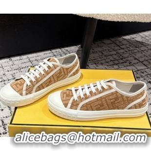 Top Grade Fendi Domino Low top sneakers in FF Fabric Beige/Brown 0710074