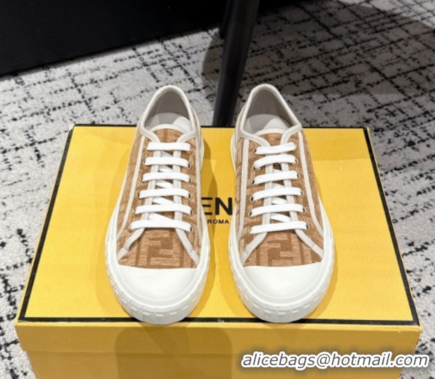 Top Grade Fendi Domino Low top sneakers in FF Fabric Beige/Brown 0710074