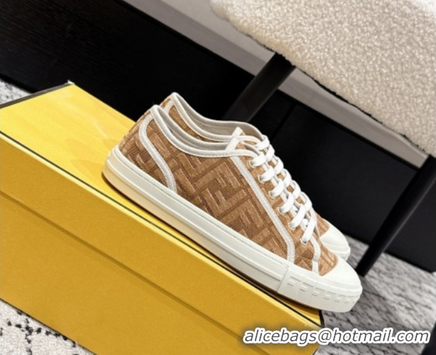 Top Grade Fendi Domino Low top sneakers in FF Fabric Beige/Brown 0710074