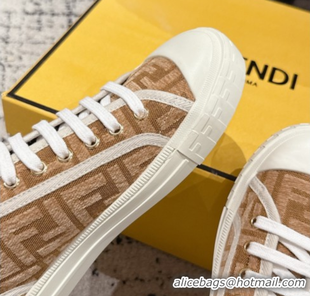 Top Grade Fendi Domino Low top sneakers in FF Fabric Beige/Brown 0710074
